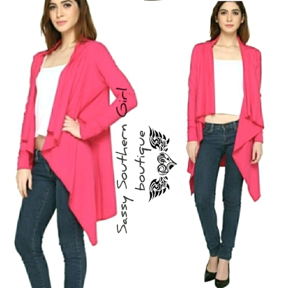 Pink Waterfall Cardigan Shrug Duster 